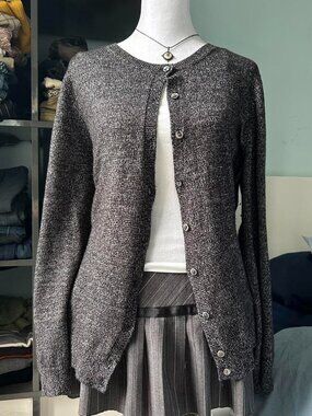 Croft & Barrow Dark Grey Button Up Cardigain sz L